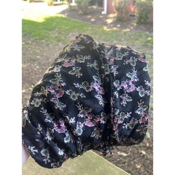Rebecca Taylor black pink floral whimsigoth velvet burnout blouse 6 sheer grunge - Picture 10 of 12
